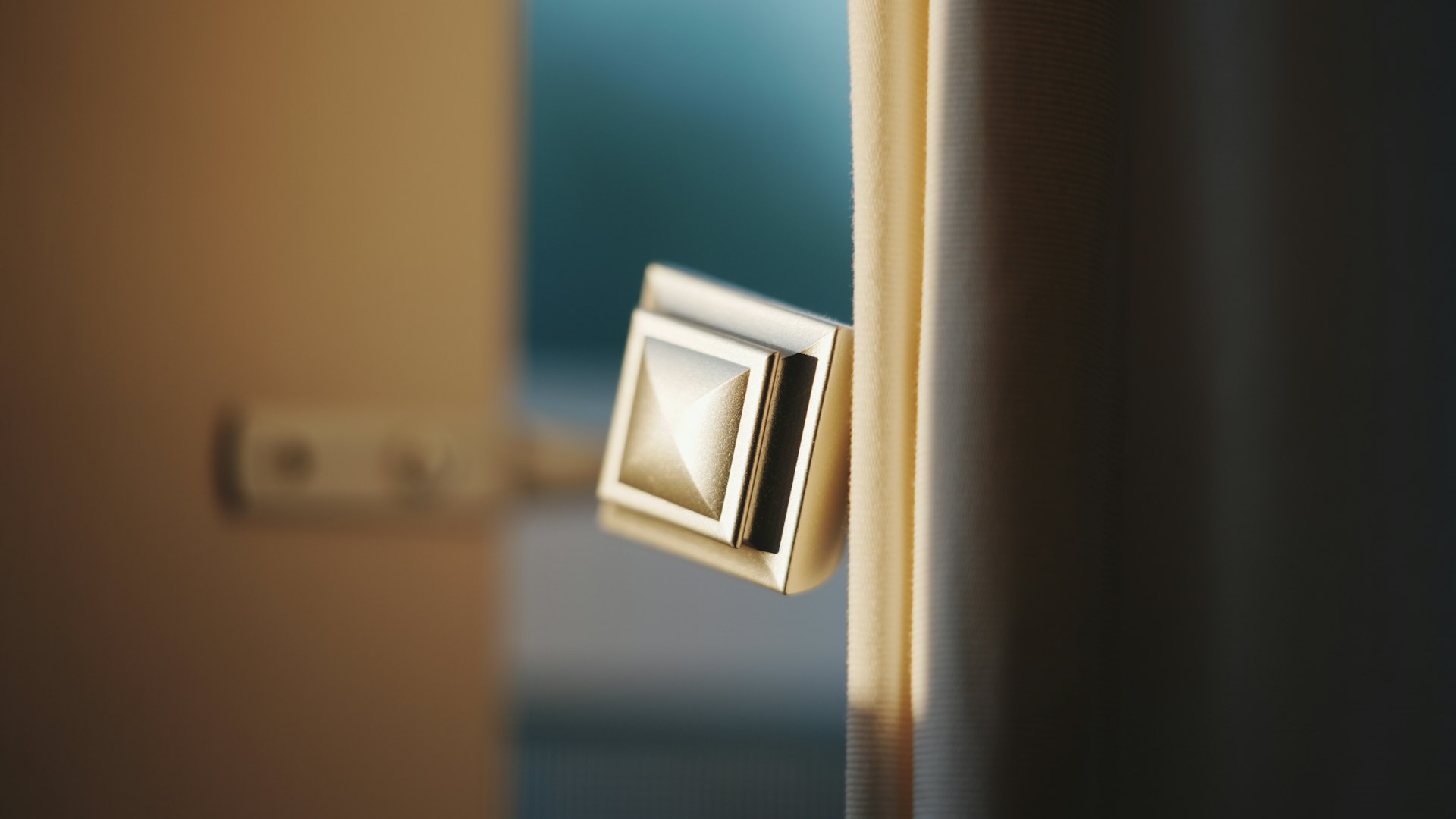 A lever handle on an interior door