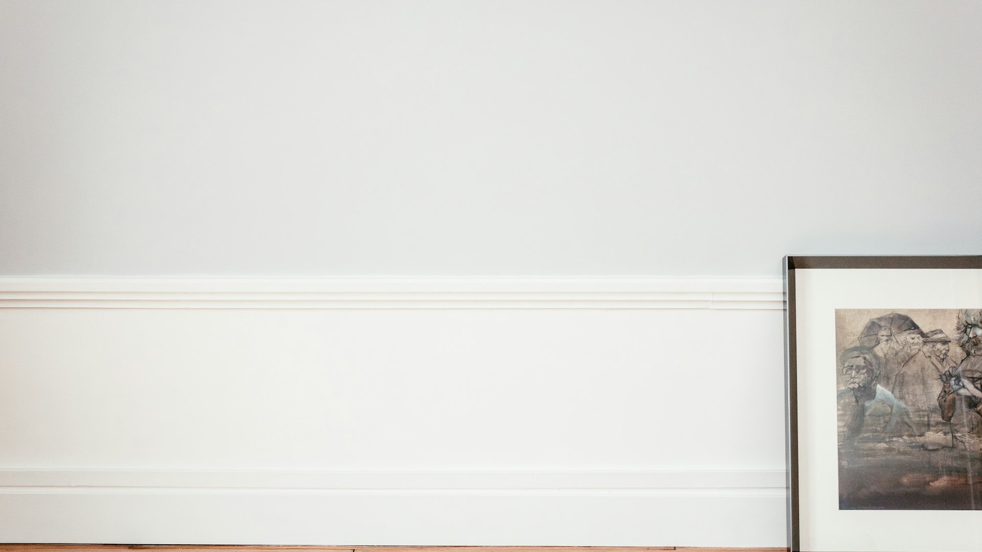 Baseboard and chair-rail molding on a wall